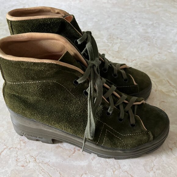 Le Chameau Sz 40/7.5 Mens RARE Olive Suede Lug Sole Boots Made in France main image 8